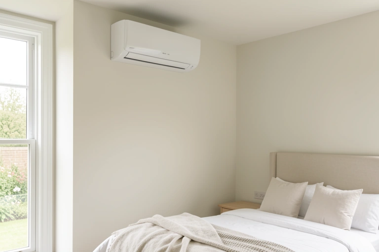 Air conditioning installed in a bedroom