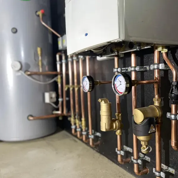 OWB boiler installation close-up
